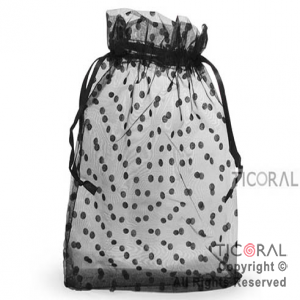 BOLSA ORGANZA NEGRO 20X25 LUNARES HS3978-7 x 1